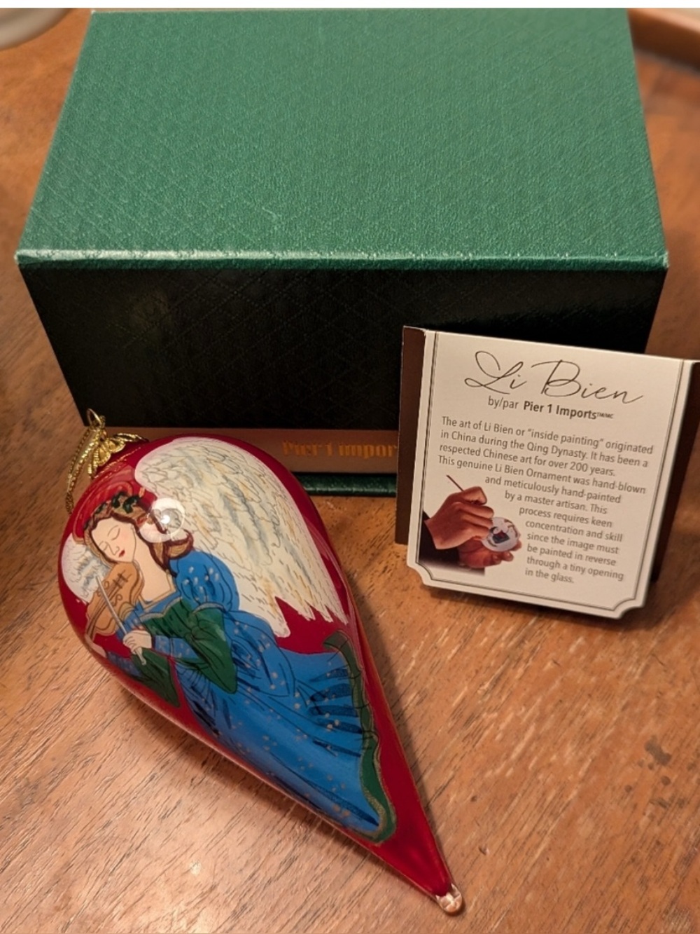 Pier 1 Li Bien 2017 Blown Glass Angel Christmas Ornament